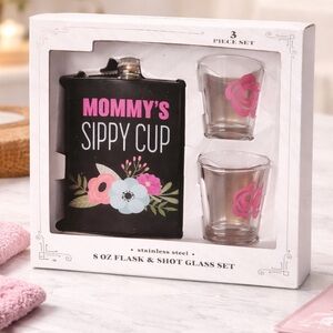 NEW “Mommy’s Sippy Cup” Flask & Shot GlassGift SetFunny Mom Gift Stainless Steel